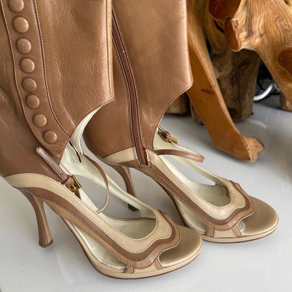 Prada Leather Sandal Heeled Boots - Picture 5 of 5